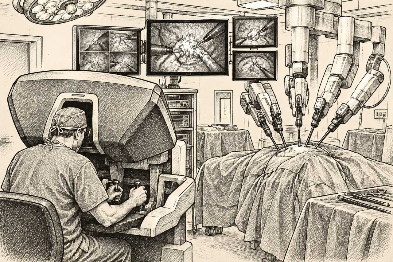 Robotic surgery console with multiple video displays